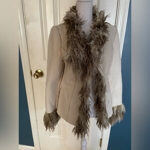 INC International Concepts Beige and Brow Penny Lane teddy vintage jacket